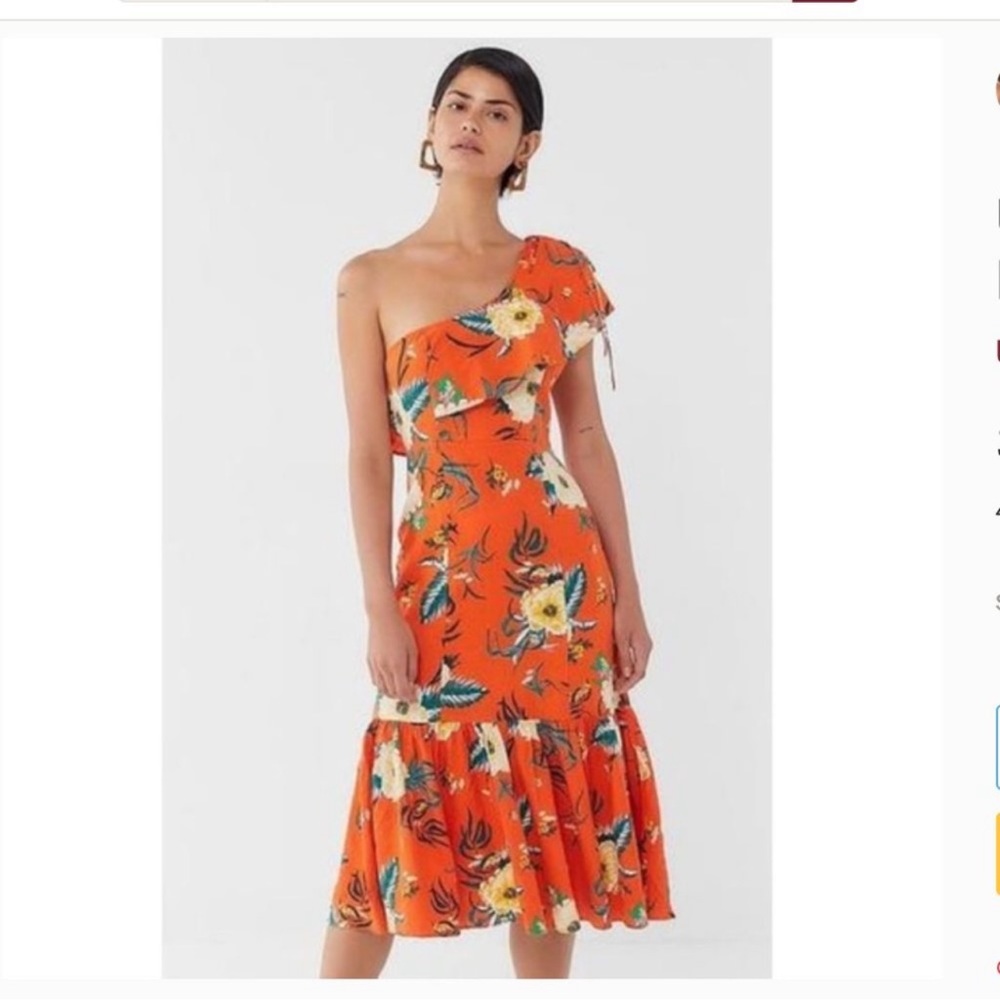 Urban Outfitters Carmen Floral One Shoulder MIDI Dress NWT
